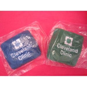 2 CLEVELAND CLINIC Sweatband Cotton Wrist Workout Running Sport Tennis Wristband